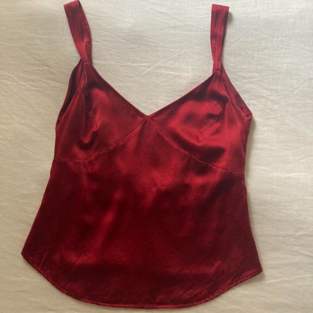 Reformation Silk Red Top (Backless) - XS